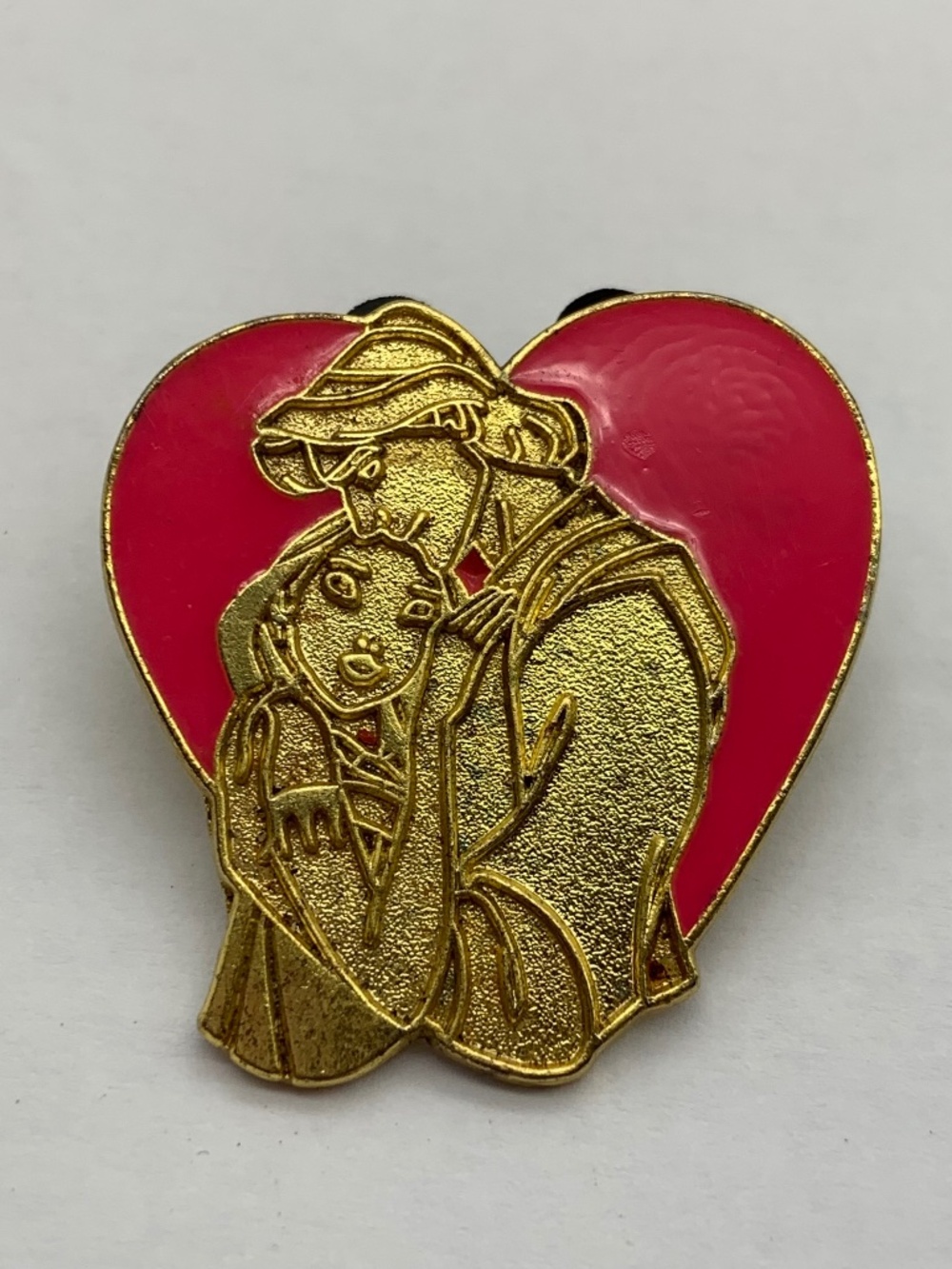 Vintage Disney Lanyard Pin Trading Series Pocahontas John Heart Pink Lapel Pin